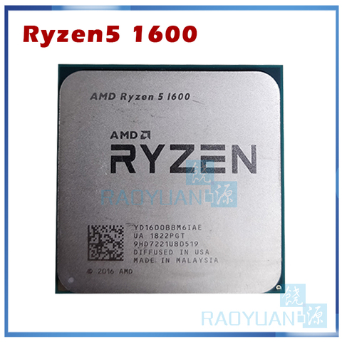 AMD Ryzen 5 1600 R5 PRO 1600 1600 GHz, Six cœurs à douze fils, 65W, 3.2, YD1600BBM6IAE YD160BBBM6IAE, prise AM4, R5 PRO processeur d'unité centrale ► Photo 1/2