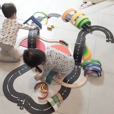 Puzzle éducatif pour enfants, bricolage, Puzzle de piste de trafic, en PVC, jouet de construction de routes, voitures amovibles, idée cadeau pour garçons ► Photo 1/6