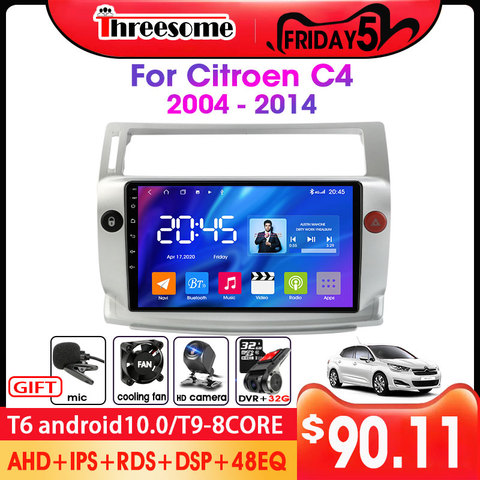 Android10.0 2DIN autoradio pour Citroen C4 c-triomphe c-quatre 2004-2014 multimédia vidéo lecteur d'écran divisé 8 Core RDS DSP GPS ► Photo 1/6