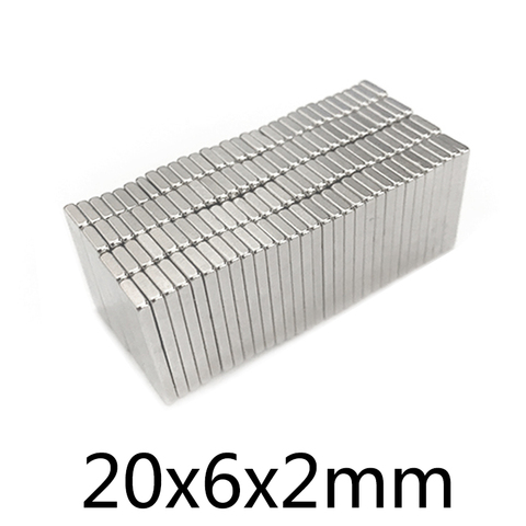 Bloc magnétique surpuissant en néodyme, 20x6x2mm N35, lot de 20/30/50 pièces ► Photo 1/4