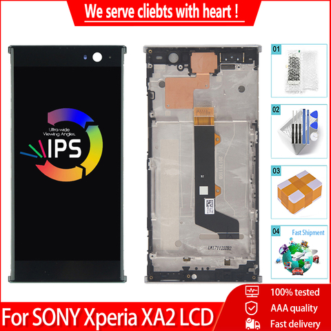 Écran tactile LCD de remplacement avec châssis, 5.2 pouces, pour SONY Xperia XA2, Original, nouveau ► Photo 1/6