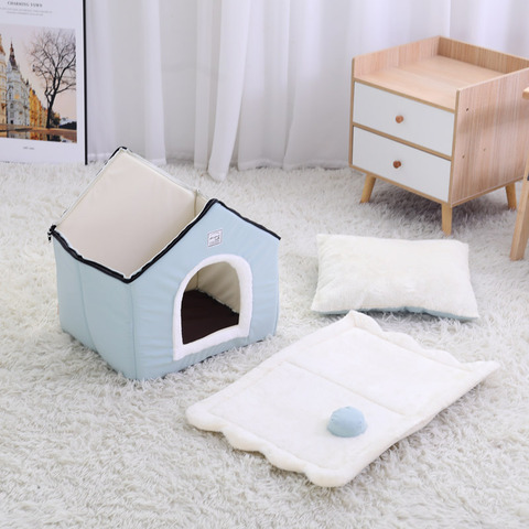 Niche intérieure chaude pour chien et chat, niche pour animal domestique, nid de lapin, tapis amovible lavable, lit de couchage confortable ► Photo 1/6