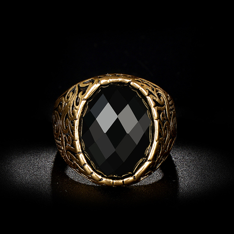 Wbmda-bague en or pour hommes, mode dubaï, motif de sculpture ovale, pierre noire, bague Antique, vente en gros, bijoux Vintage, mode dubaï ► Photo 1/6