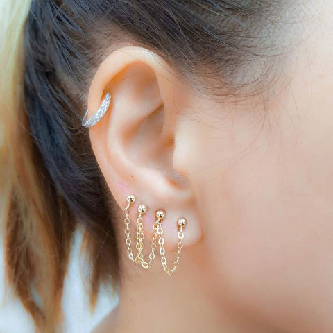 Boucles d'oreilles à chaînes pour femmes, 1 paire, Double Piercing, Triple, quatre Piercing, Style Punk, accessoires bijoux ► Photo 1/6