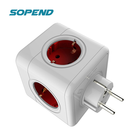 Sopend – barre d'alimentation, Extension, Powercube, Port USB, 5V, 2,1 a, prises volantes intelligentes, Terminal de prise Eu avec adaptateur mural, maison ► Photo 1/6