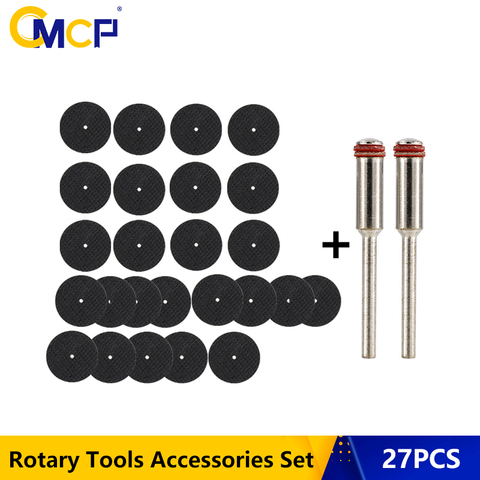 CMCP – disque de coupe abrasif 32mm, 27 pièces, avec mandrins, meules de meulage pour outils rotatifs Dremel, disque de ponçage en métal ► Photo 1/6