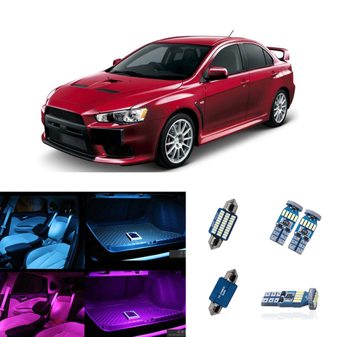Lampes LED pour Mitsubishi Lancer ou Evolution X 2008 – 2010 2011, 6 pièces, kit d'intérieur de voiture, blanc, lampe de coffre, dôme, décoration de voiture ► Photo 1/6