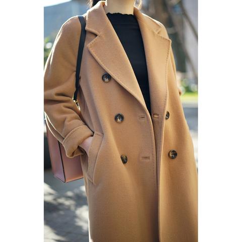 Manteau en laine à Double boutonnage pour femme coréenne, pardessus à manches longues et col rabattu, veste Vintage, automne hiver 2022 ► Photo 1/6