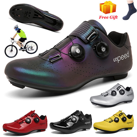 Chaussures professionnelles pour vélo de route ou VTT pour homme et femme, équipement de cyclisme, avec semelles autobloquantes ► Photo 1/6