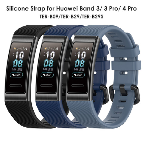 Bracelet de montre en Silicone pour Huawei bande 3 Pro Baracelt pour Huawei bande 4 bandes Pro bracelet avec métal noir fermoir sangles doux ► Photo 1/6