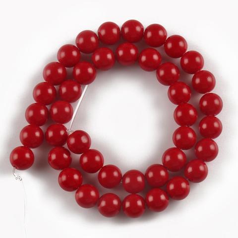 Perles de corail rouge pour la fabrication de bijoux, 4, 6, 8, 10, 12mm ► Photo 1/6