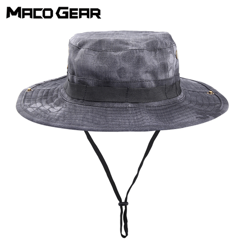 Camouflage casquette de pêche parasol pare-soleil seau tactique chapeau Sports de plein air Camping chasse randonnée Bob large bord Bonnie casquettes ► Photo 1/6