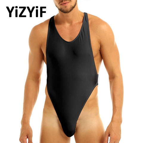 Maillot de bain une pièce pour hommes, Lingerie Sissy, sans manches, croisé, dos nu, coupe haute, bikini, string, sous-vêtement ► Photo 1/6