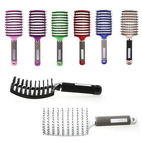 Brosse à cheveux magique peigne à cheveux brosse à cheveux soies Nylon femmes humide bouclés démêler brosse à cheveux pour Salon de coiffure outils de coiffure ► Photo 1/6