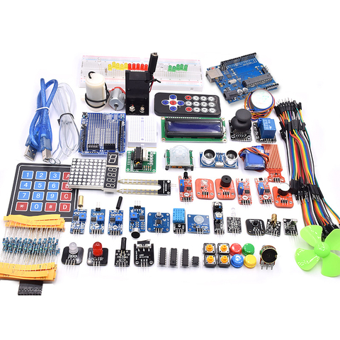 Kit de démarrage complet de projet R3 comprenant SG90, Module de Joystick, capteur ultrasonique, DHT11,ect. Pour Arduino avec tutoriel ► Photo 1/3