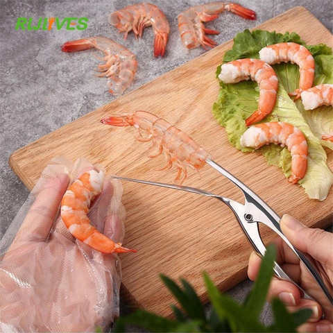 Couteau de pêche à crevettes en acier inoxydable, éplucheur de coquille de homard, dispositif d'épluchage, outils de fruits de mer de cuisine ► Photo 1/6