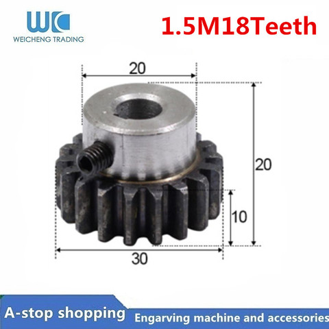 Pignon de crémaillère d'engrenage droit 18T 18 dents Mod 1.5M alésage 8mm 10mm 12mm dents droites engrenage positif 45 # transmission CNC en acier RC 1 pièces ► Photo 1/1