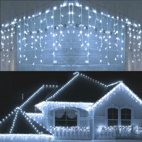 Guirlande de Noël lumineuse pour l'extérieur, rideau lumineux LED, étanche, lumières décoratives pour jardin, centre commercial, corniches, 5 m, 0,4 — 0,6 m ► Photo 1/6