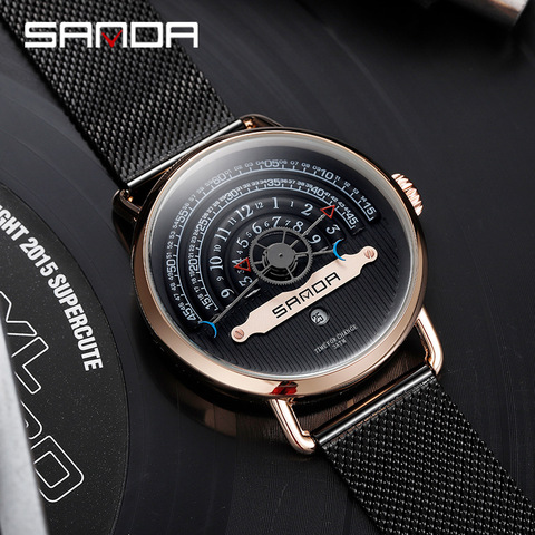 Sanda-montre-bracelet pour hommes, créative, tendance, à Quartz, grand plateau tournant, fabricants, nouvelle mode ► Photo 1/6