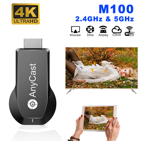 Android M100 2.4G/5G 4K Miracast sans fil DLNA AirPlay Anycast WiFi affichage récepteur Dongle Support Windows Android IOS PC ► Photo 1/6