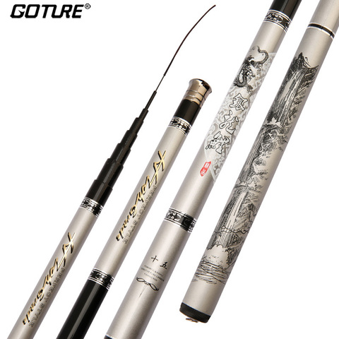 Goture Stream canne à pêche 2.7m-7.2m canne à pêche télescopique Fiber de carbone 2/8 Action main dure pôle Tenkara canne tout pour la pêche ► Photo 1/6