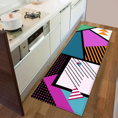 Paillasson d'entrée de cuisine | Motif géométrique 3D, décoration de sol de la maison, tapis de salon, tapis de salle de bains, tapis antidérapant ► Photo 1/6