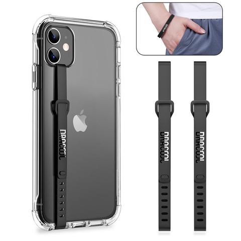 2 pièces souple TPU clair bracelet main bande silicone poignée téléphone main doigt anneau support sangle cordes pour Samsung pour iPhone béquille ► Photo 1/6