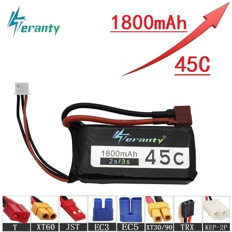 Haute 45C 2S 3S batterie Rechargeable RC voiture bateaux Robots mise à niveau 1800mAh 7.4V 11.1v LiPO batterie pour la course de Drones FPV quadrirotor ► Photo 1/4