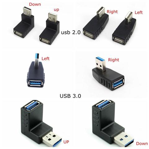 Adaptateur USB 3.0 mâle/femelle, 90 degrés, angle gauche/droit, usb 2.0 A, haute vitesse, pour ordinateur portable, Drop shipping ► Photo 1/6