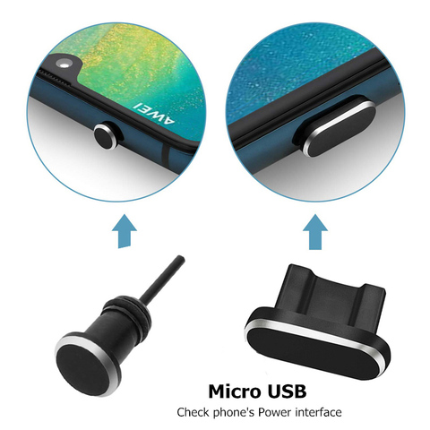 Nouveauté 2 pièces/ensemble Port de charge en métal + Port pour écouteurs prise de poussière de remplacement pour téléphone portable Android 3.5mm bouchon de casque ► Photo 1/6