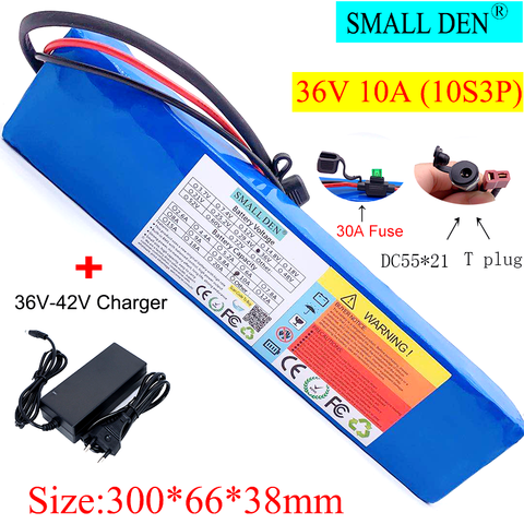 Batterie lithium 36V + 42V2A DC55 * 21 chargeur pour scooters, vélos électriques, intégré 30A BMS et fusible 250W-600W ► Photo 1/5