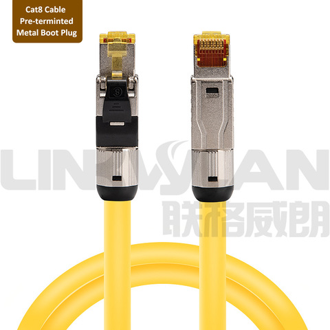 Câble Ethernet réseau RJ45, cordon de raccordement pour ordinateur portable Cat8, Cat7, Cat6A, pré-terminé (pré-assemblé) ► Photo 1/6