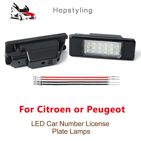 Lampe LED de plaque d'immatriculation pour Peugeot, 2 pièces, éclairage de voiture, MPV, RCZ Coupe Expert, 106 1007 207 307 308 3008 406 407 508 607 806 807 ► Photo 1/6