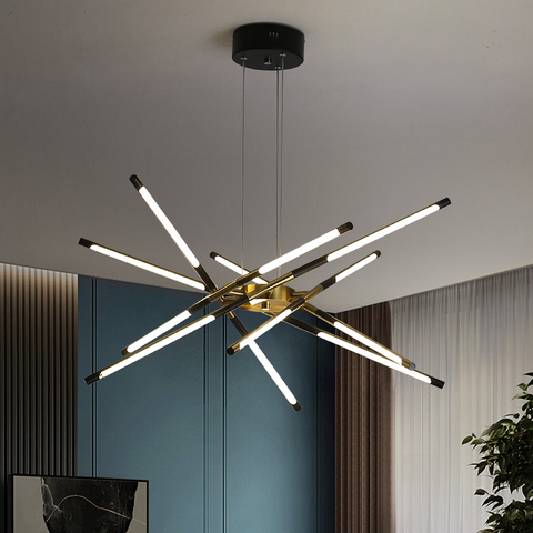 Plafonnier suspendu au design nordique moderne, disponible en noir et en or, luminaire décoratif d'intérieur, idéal pour un salon, une salle à manger, une chambre à coucher ou une Villa ► Photo 1/6