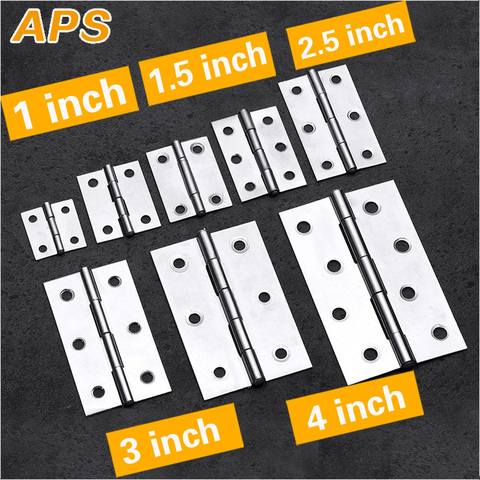 Charnière plate en acier inoxydable, 2 pièces, portes d'armoire, 1 pouce 1.5 pouces 2 pouces 2.5 pouces 3 pouces 4 pouces fenêtre, boîte en bois Mini charnière ► Photo 1/4