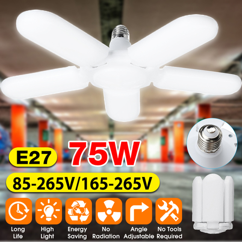 Éclairage industriel lumineux superbe 60W 75W E27 ventilateur Led lumière de Garage 4800LM 85-265V 2835 Led lampe industrielle élevée de baie pour l'atelier ► Photo 1/6