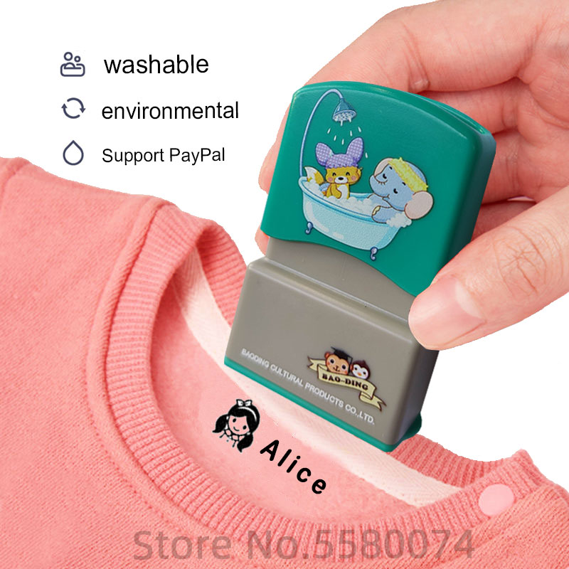 Tampon personnalisé avec nom de bébé et étiquettes autocollantes sur  mesure, ne décolore pas, facile à