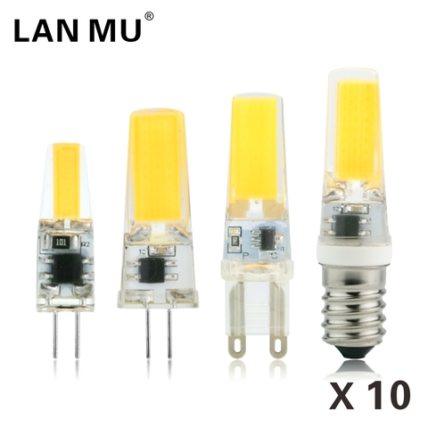 Ampoule LED G4 G9 E14 3W 6W AC/DC 12V 220V, lampe de remplacement pour lustre halogène 30W 60W, projecteur COB, 10 pièces/lot ► Photo 1/6