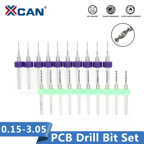 XCAN 10 pièces 0.15-3.05mm Carbied PCB Mini foret pour impression Circuit imprimé forage 3.175mm tige PCB foret ensemble ► Photo 1/6