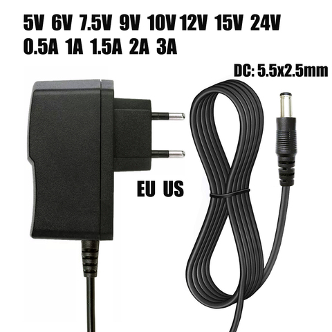 Ca 110-240V DC 5V 6V 8V 9V 10V 12V 15V 0.5A 1A 2A 3A adaptateur d'alimentation universel chargeur ue US pour LED bande lumières caméra ► Photo 1/6