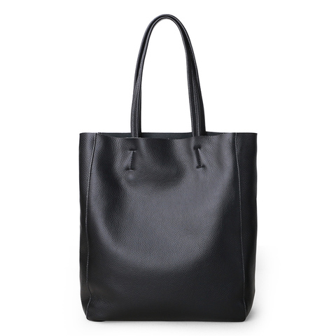 Véritable Sac En Cuir Femmes Fourre-Tout Décontracté Femelle De Luxe Simple De Mode Sac À Main En Cuir de Vachette Dame Utilisation Quotidienne Épaule Shopping Sac ► Photo 1/6