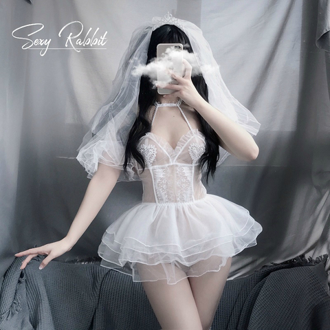 Sexy Lingerie mariée femme de chambre robe de mariée dentelle pyjamas sous-vêtements érotiques pour les femmes Cosplay uniforme tentation Roleplay Costumes ► Photo 1/6