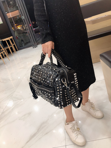 Nouveaux sacs à main tendance personnalité mode rétro léopard strass sac à main rivet sac à bandoulière dames sac à main décontracté Sac de messager ► Photo 1/6