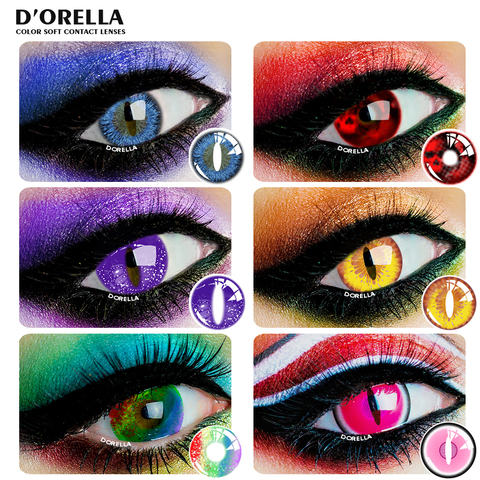 D'ORELLA – lentilles de Contact colorées dinosaures, 1 paire (2 pièces) de lentilles de Contact Halloween Cosplay, couleur des yeux fou ► Photo 1/6