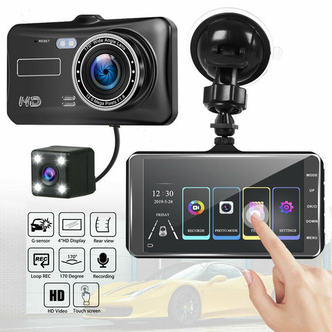 4 ''voiture DVR caméra double objectif HD 1080P Dash Cam Auto enregistreur vidéo numérique Dashcam caméra IPS écran tactile g-sensor WDR voiture DVRs ► Photo 1/6