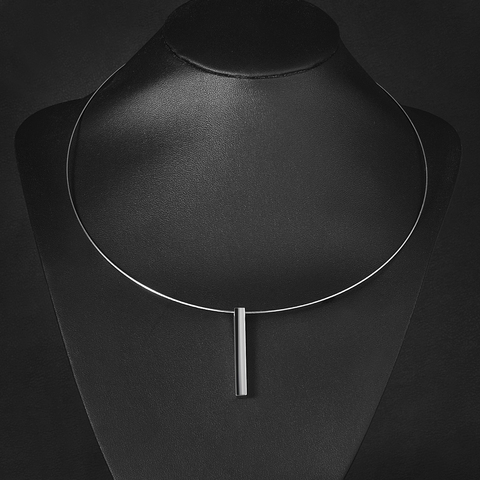 Collier en acier inoxydable véritable en fil de 1mm d'épaisseur, collier de barre vierge ras du cou, bijoux, cadeaux ► Photo 1/5