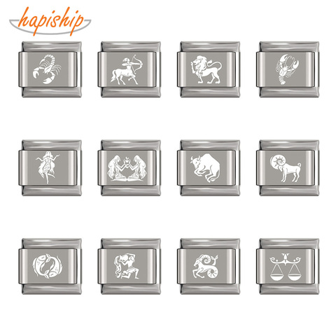 Hapiship-bijoux en acier inoxydable, 1 pièce, 9mm de largeur, 12 Constellation, charme de fabrication de bijoux, 2022, DJ154 ► Photo 1/6