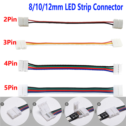 Connecteur de bande 100 à 2/3/4/5 broches, 5 à LED pièces, pour bande de 8mm 10mm 12mm 3528 5050 5630 RGB RGBW IP20 Non LED étanche LED ► Photo 1/6