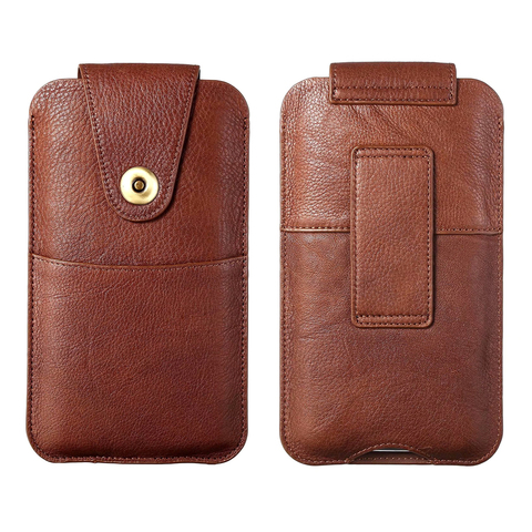 Sac de téléphone universel en cuir véritable étui de ceinture pour Huawei Smartphone étui pour Xiaomi Redmi Note 9 X3 étui de téléphone ► Photo 1/6