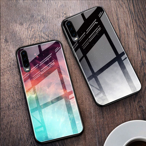 Coque de téléphone en verre coloré, étui pour Huawei P10 P20 P30 Lite Pro Nova 3i 5T Honor 9 10 Lite 8X 9X 20S Y7 P Smart 2022 ► Photo 1/6